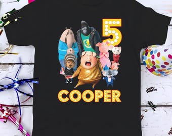 Sing Pig Birthday T-Shirt, Sing Movies Custom Personalized Boy Girl Cartoon Birthday Shirt, Kids Toddler Birthday Gift For Son Daughter