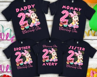 Disney Minnie Mouse Family Birthday Girl T-Shirt, Funny Cute Baby Custom Personalized Matching Boy Girl Kids Toddler Birthday Shirt Gift