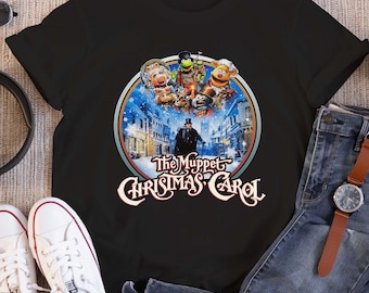 Camiseta retro de los 90 con personajes de Los Muppets y Cuento de Navidad, camiseta vintage de la película navideña de la Rana Gustavo y Gonzo, regalo del Reino Mágico.