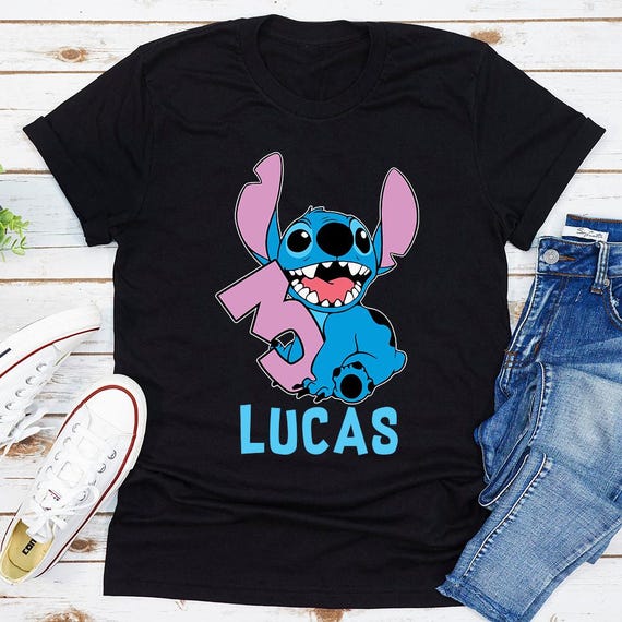 Disney Stitch Birthday T-Shirt, Disney Trip Custom Personalized Boy Girl Cartoon Birthday Shirt, Kids Toddler Birthday Gift Son Daughter