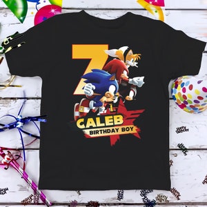 Sonic The Hedgehog Birthday T-Shirt, Sonic Knuckles Tails Custom Personalized Boy Girl Cartoon Birthday Shirt, Kids Toddler Birthday Gift