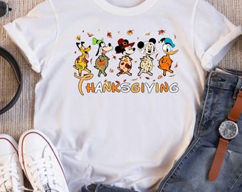 Disney Mickey n Friends Thanksgiving T-Shirt, Funny Mickey n Friends Matching Boy Girl Kids Toddler Birthday Shirt Gift