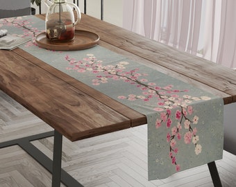 ALAZA Japanese Cherry Blossom Sakura Table Runner for Kitchen Dining 13 x 70 Inches Long Table Runners Cloth Placemat Scarf for Office Wedding Party Holiday Home Decor