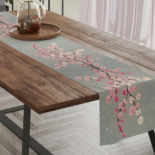 Japanese Cherry Blossom Spring Floral Table Runner Etsy