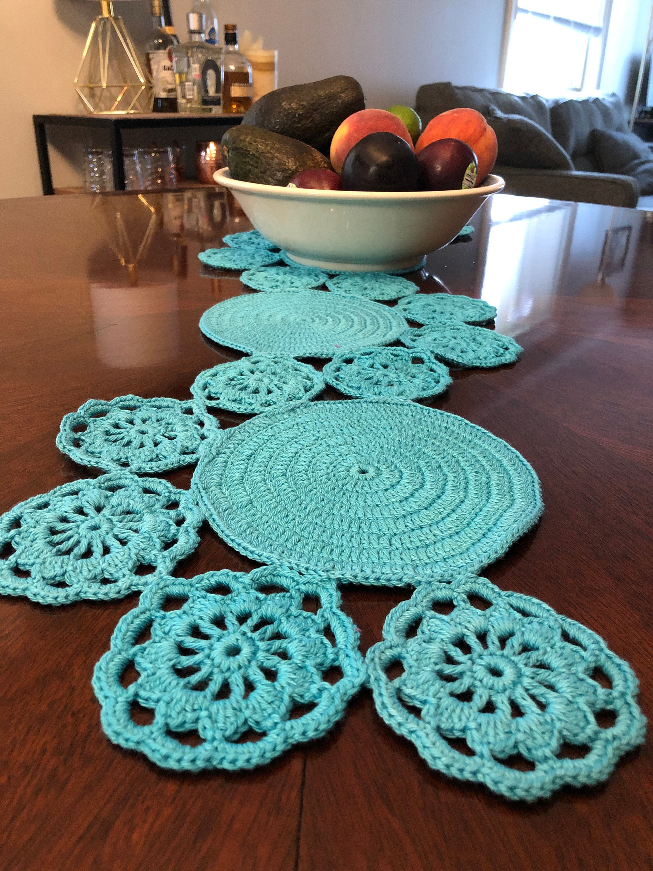 Crochet Table Runner Circles Crochet Motif Table Runner Pattern