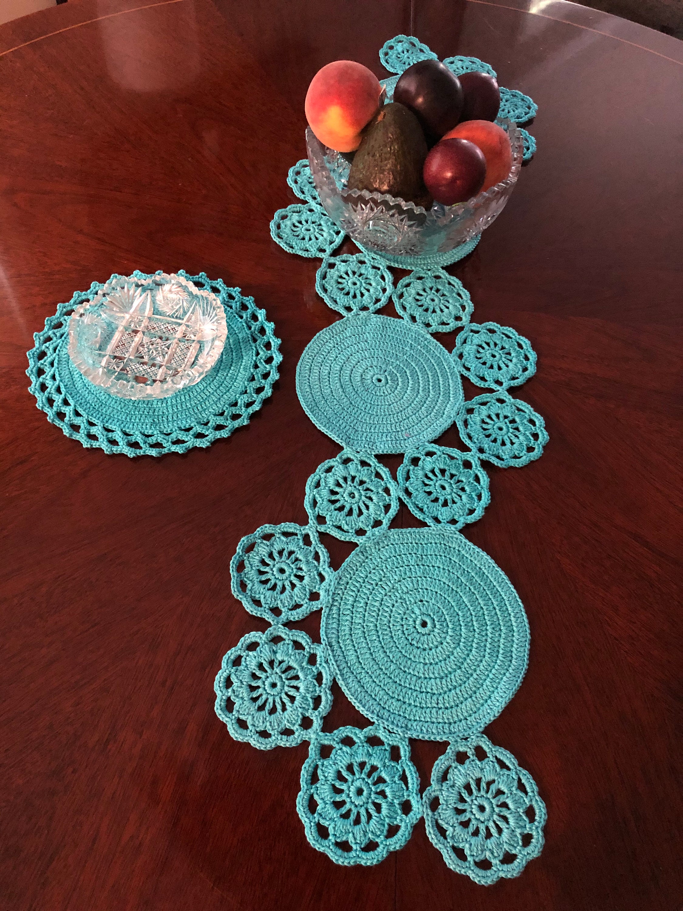 Crochet Table Runner Circles Crochet Motif Table Runner Pattern Handmade Crochet Table Runner