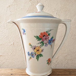 Cafetera antigua de Limoges Robert Haviland Le Tanneur, Ch. Gascogne Pau Boutique Mark, cafetera francesa Art Déco de porcelana fina de los años 20