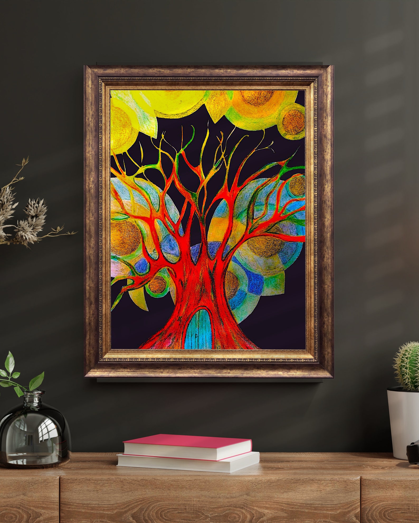 Colourful Print of Tree. Fine Art Poster Nature. Unique Wall Art Print ...