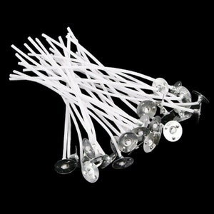 Candle Wicks Pre-Waxed Candel Wick Cotton 2mm x 16cm with Metal Sustainer Base 160mm Long Craft Making Supplies image 2