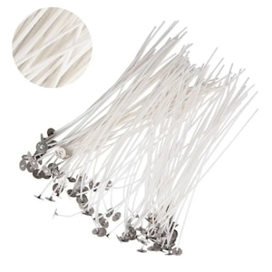 Candle Wicks Pre-Waxed Candel Wick Cotton 2mm x 16cm with Metal Sustainer Base 160mm Long Craft Making Supplies image 1
