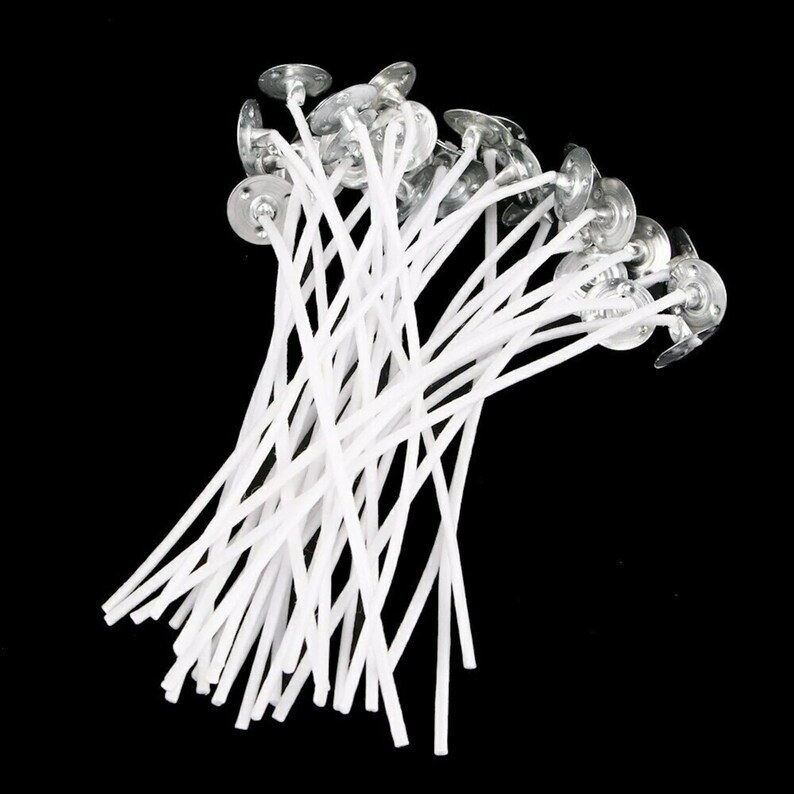 Candle Wicks Pre-Waxed Candel Wick Cotton 2mm x 16cm with Metal Sustainer Base 160mm Long Craft Making Supplies image 6