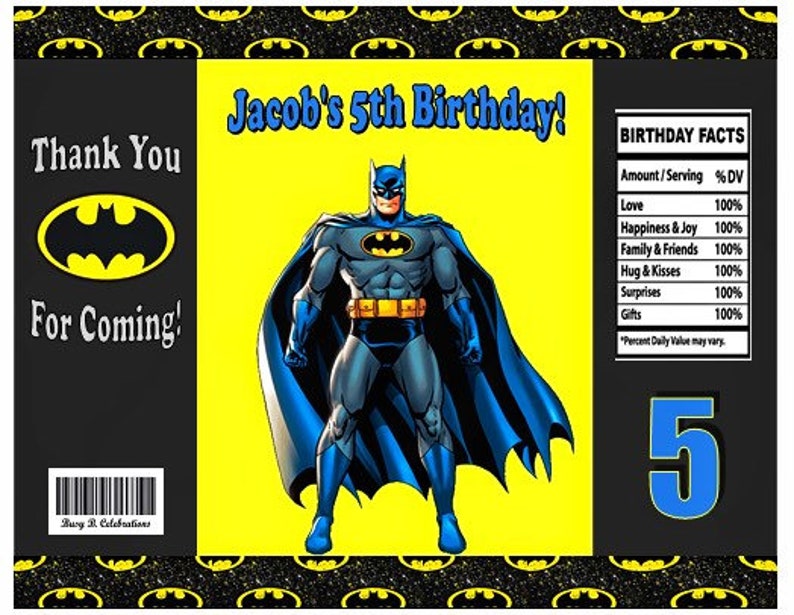 Batman Chip Bags Batman Favor Bags Batman Birthday Party | Etsy