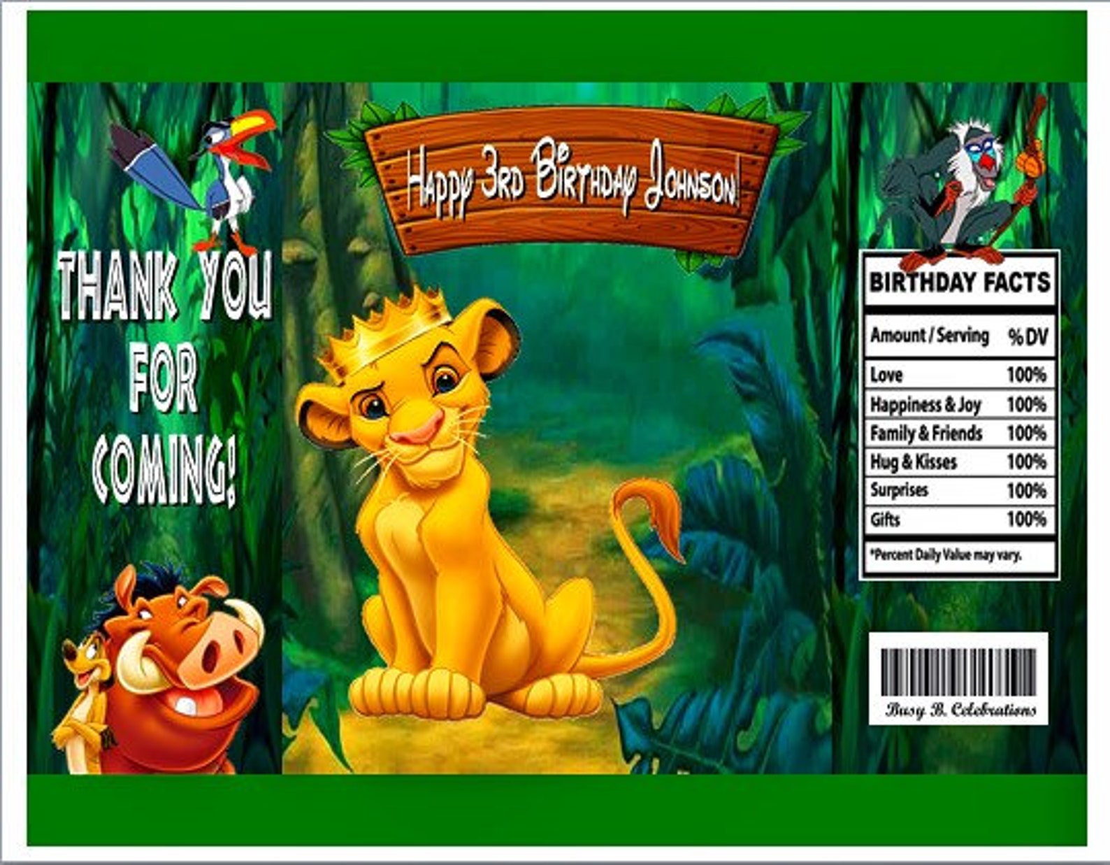 Lion King Chip Bag Lion King Favor Bag Simba Chip Bag Etsy