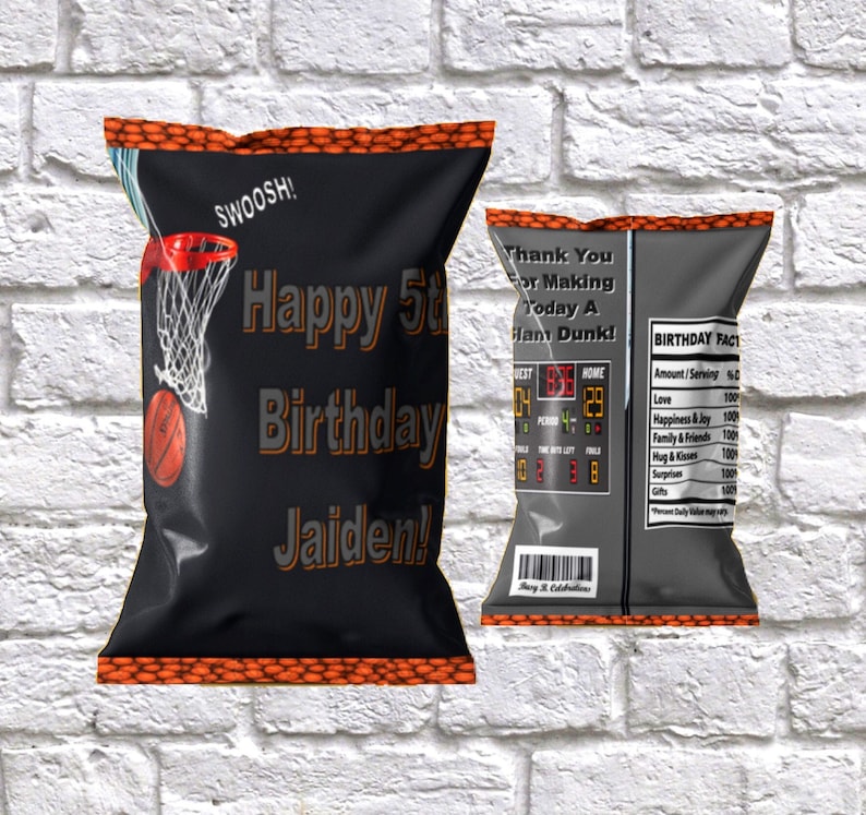 Basketball Chip Bag Basketball Favor Bag Basketball Party Etsy