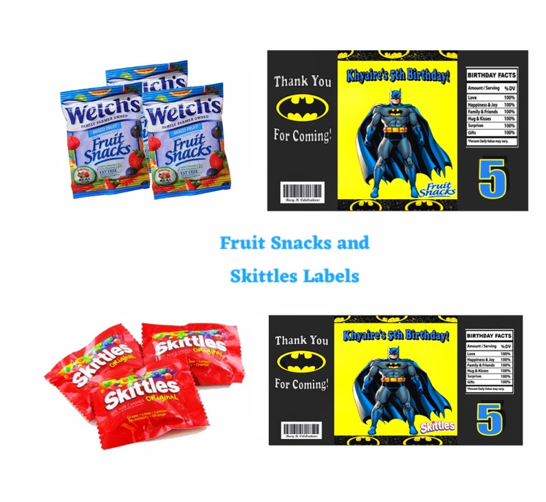 Batman Chip Bags Batman Favor Bags Fiesta de cumpleaños de | Etsy