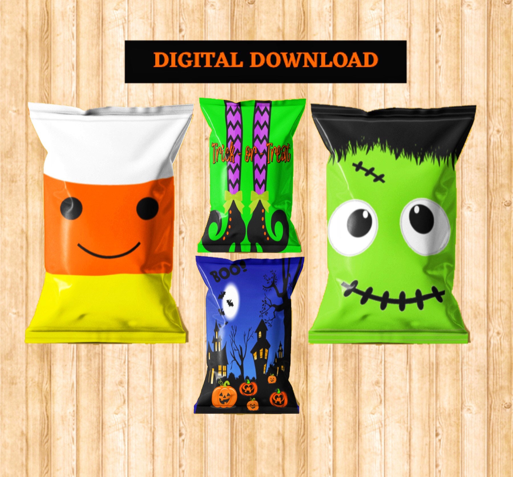 Halloween Chip Bags Halloween Candy Bags Halloween Treat | Etsy