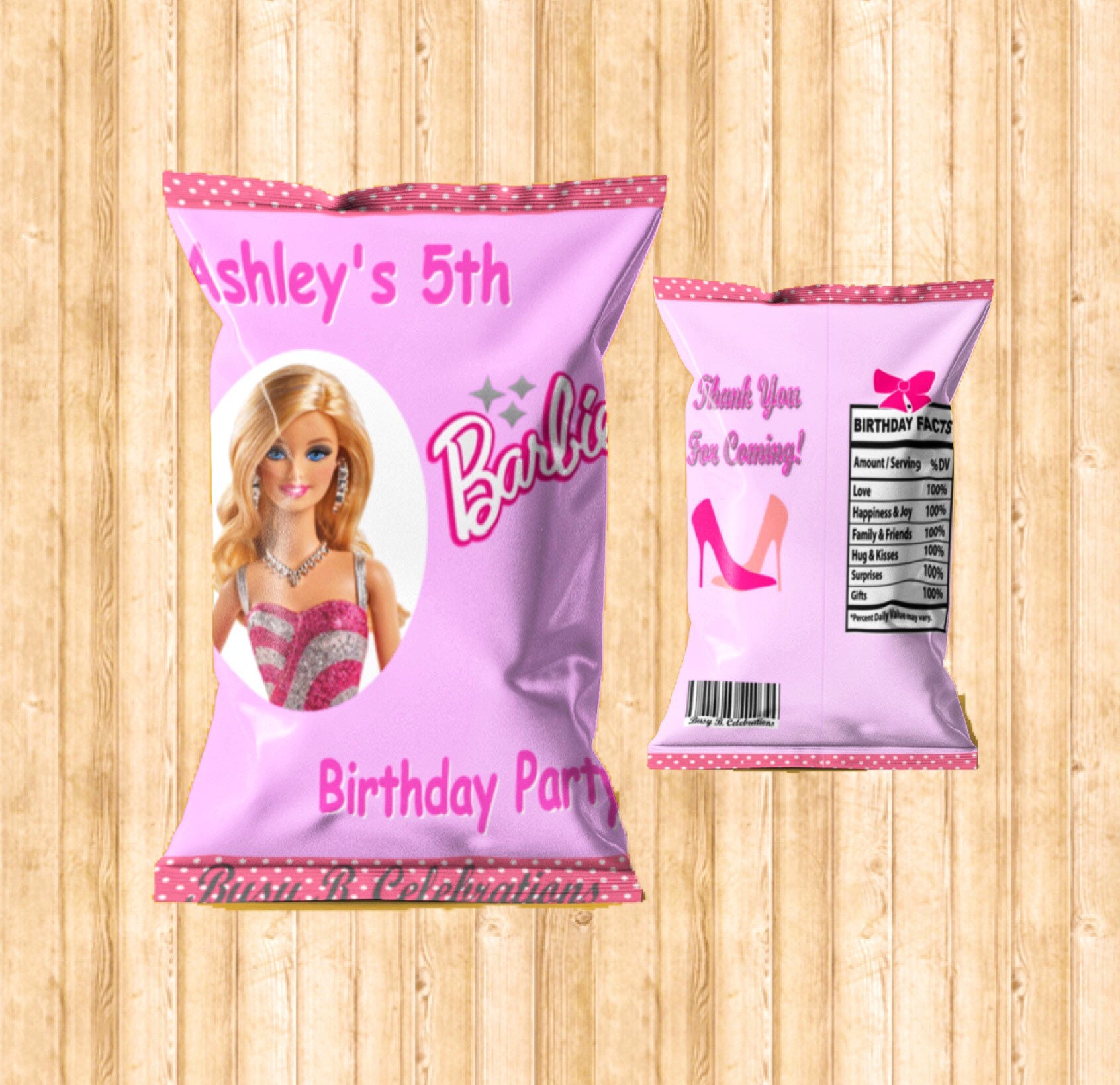 Barbie Chip Bags Barbie Party Favors Barbie Party Favor Bag Etsy