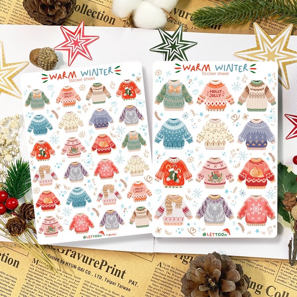 Feuille d'autocollants - Hiver chaud | Stickers journaux, Stickers Noël, Stickers agenda cosy