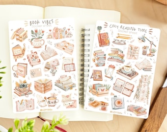 Sticker Sheet - Reading Time | Planner Stickers, Book Bundle Stickers, Bujo Stickers, Created by LETTOOn