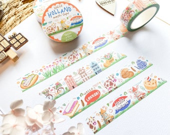 Hallo Holland Washi Tape / Cinta Washi Estética, Cinta Washi de Diario, Cinta Washi Planificador, Creada por LETTOOn