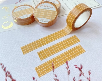 Washi Tape - Butterscotch Grid | Stationery, Journal Washi Decoration, Planner Inspiration, Created by LETTOOn