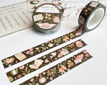 Washi Tape - Moonlight Reading | Aesthetic Washi Tape, Journal Washi Tape, Planner Washi Tape, Dark Masking Tape, Created by LETTOOn