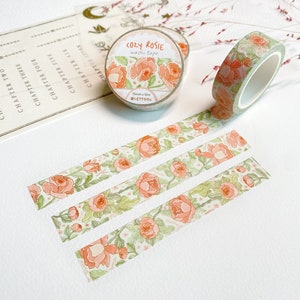 Washi Tape - Gezellige Rosie | Journal Washi, bloemdecoratie, planner Essentials, gemaakt door LETTOOn