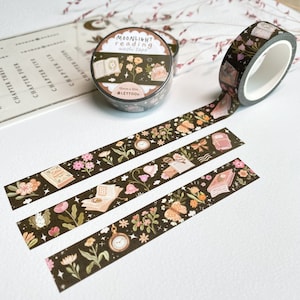 Taśma washi - Moonlight Reading | Taśma washi estetyczna, Taśma washi do dziennika, Taśma washi do planera, Ciemna taśma maskująca, Stworzone przez LETTOOn