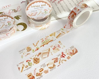 Washi Tape - Vintage Book | Aesthetic Washi Tape, Journal Washi Tape, Planner Washi Tape, Created by LETTOOn