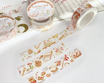 Washi Tape - Vintage Buch | Ästhetisches Washi Tape, Journal Washi Tape, Planer Washi Tape, erstellt von LETTOOn