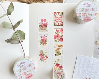 Washi Tape - Tampons floraux | Fleurs de printemps, ruban adhésif Washi pour journal, ruban adhésif Washi pour agenda, ruban adhésif Washi colimaçon, création LETTOon