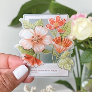Autocollant Polaroid floral clair | Autocollant Polaroid floral imperméable pour décorer votre bouteille réutilisable, votre téléphone, votre ordinateur portable et plus encore !