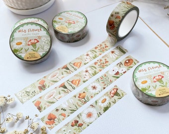 Washi Tape - Wild Flower | Journal Washi, Flower Decoration, Planner Essentials, Created by LETTOOn