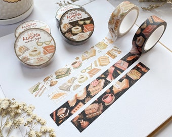 Washi tape - Day & Night Reading | Bullet Journal, Book Bundle Decoration, Planner Essentials, Created by LETTOOn