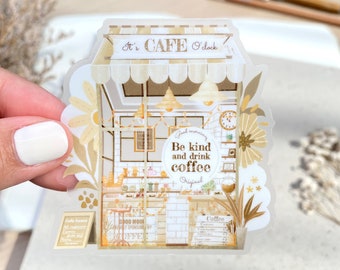 Clear Cafe 'O Clock Sticker | Beautiful cafe sticker to decorate your bottle, phone, laptop, and more! Created by LETTOOn