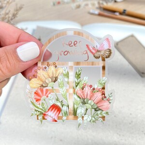 Effacer Keep Growing Flower Sticker | Magnifique autocollant botanique pour décorer votre bouteille, votre téléphone, votre ordinateur portable et bien plus encore ! Créée par LETTOOn