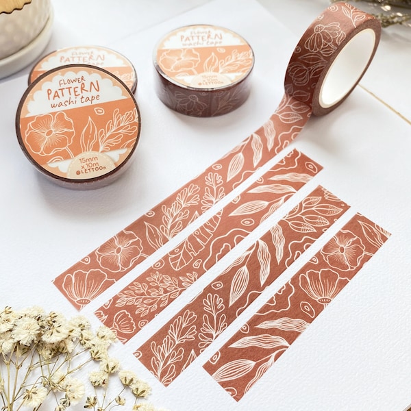 Washi Tape - Flower Pattern | Decorative Washi Tape, Journal Washi Tape, Planner Washi Tape, Created by LETTOOn