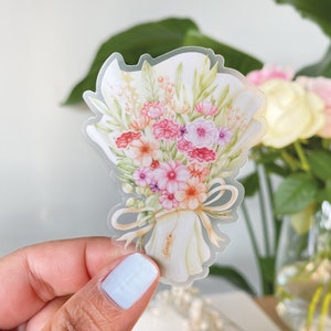Autocollant clair de bouquet de fleurs | Autocollant de bouquet de fleurs imperméable pour décorer votre bouteille réutilisable, votre téléphone, votre ordinateur portable et plus encore !