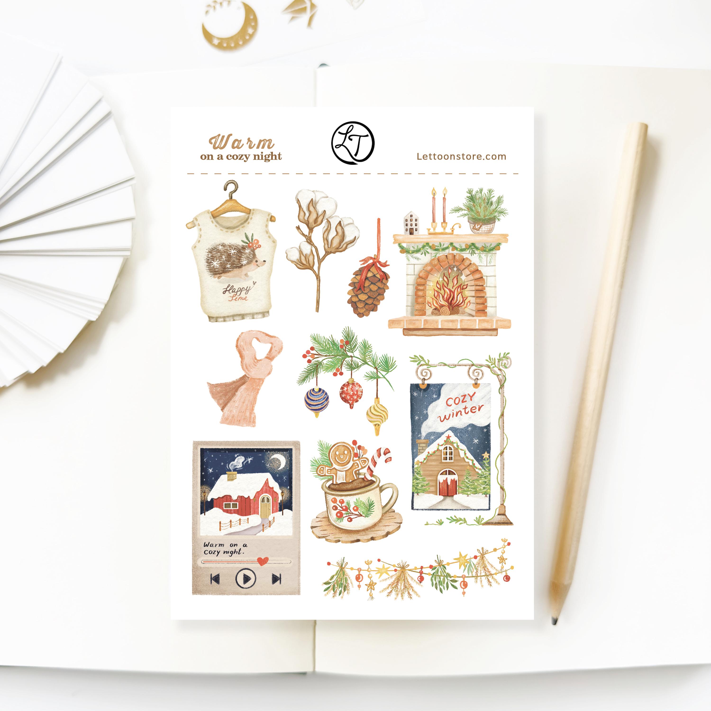Sticker Sheet - Warm on a Cozy Night | Winter and Christmas Stickers ...