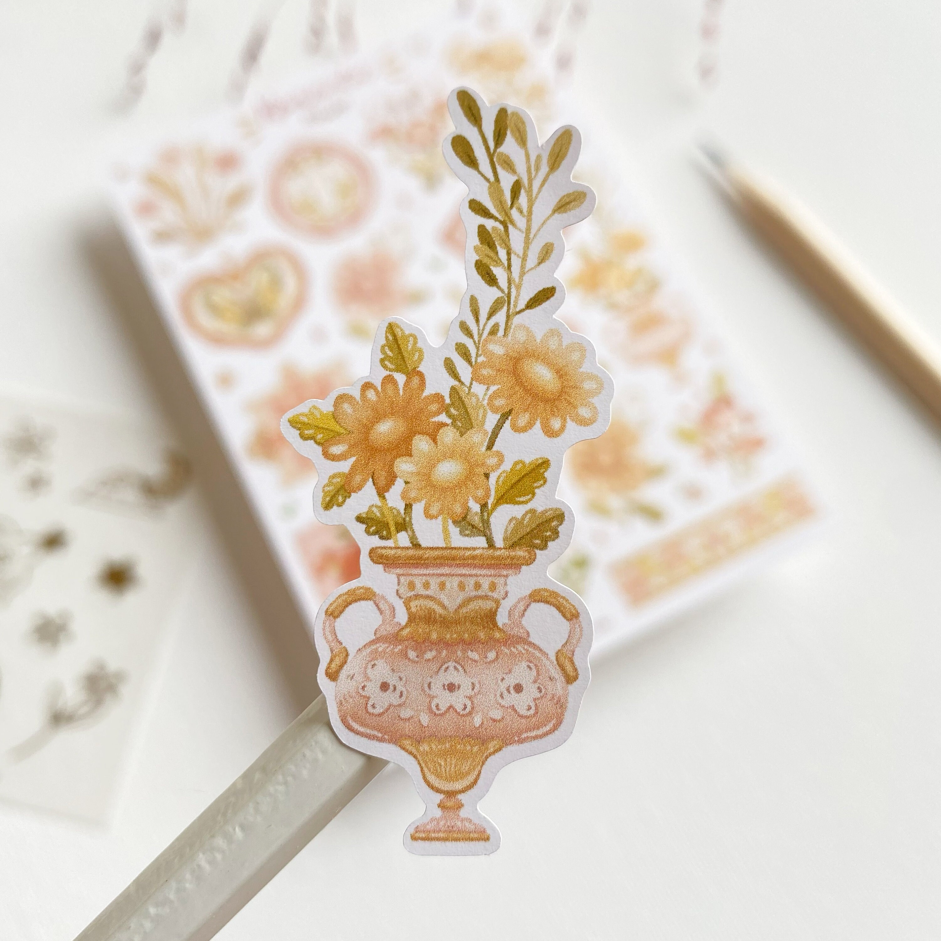Handmade Sticker Sheet - Romantic Flower | Journal Stickers, Scrapbook ...