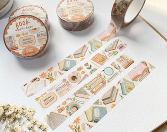 Washi Tape - Libro / Cinta Washi Estética, Cinta Washi de Diario, Cinta Washi Planificador, Creado por LETTOOn