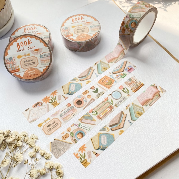 Washi Tape - Book | Aesthetic Washi Tape, Journal Washi Tape, Planner Washi Tape, Created by LETTOOn