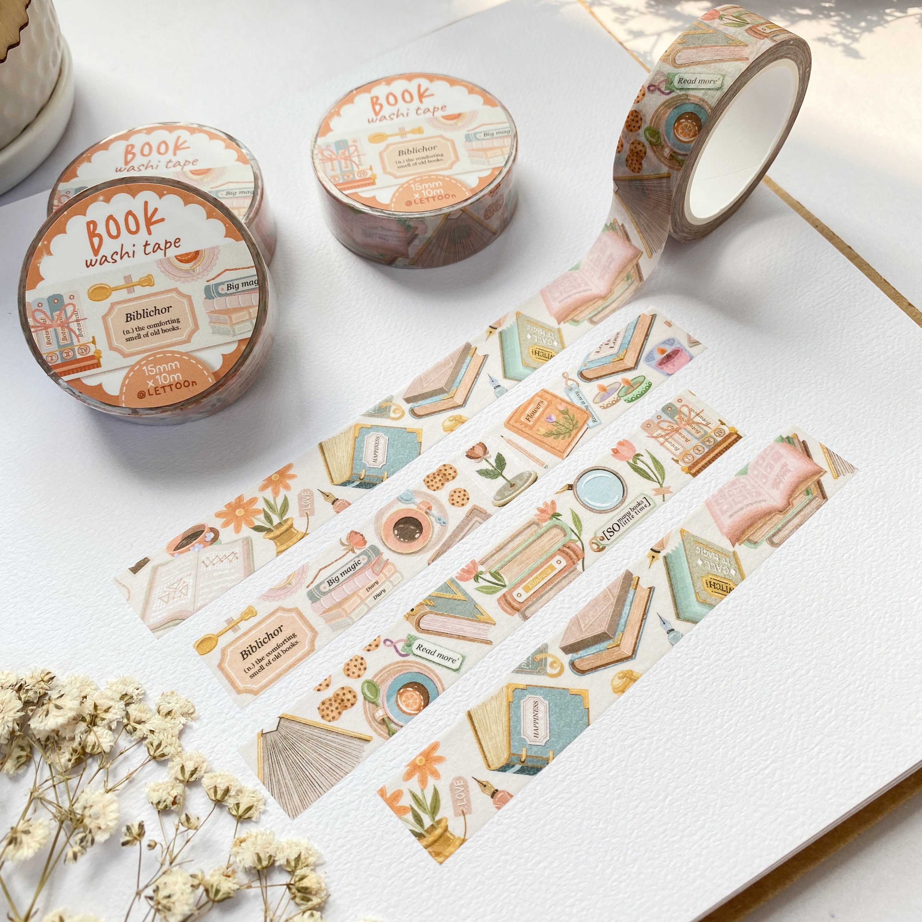 Washi Tape Book Aesthetic Washi Tape, Journal Washi Tape, Planner Washi Tape,  Created by Lettoon 