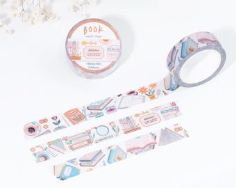 Book Washi Tape - Aesthetic Journal Washi, Planner Washi, Handmade by LETTOOn, Decorative Tape for Scrapbooking & Crafts