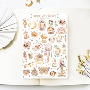 Handgemaakt stickervel - Boho Mystery | Dagboekstickers, plakboekdecoratie, plannerstickers, gemaakt door LETTOOn