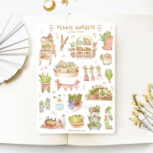 Feuille d'autocollants faits main - Veggie Garden | Stickers carnets pour les amateurs de jardin (potager). Créé par LETTOon