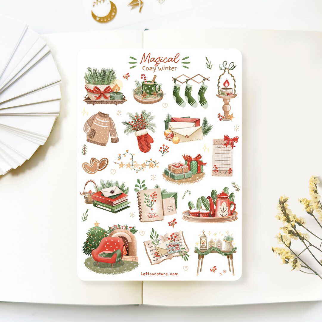 Handmade Sticker Sheet - Magical Cozy Winter | Christmas Stickers ...