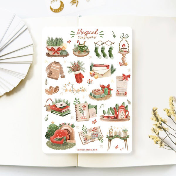 Sticker Sheet - Magical Cozy Winter | Christmas Stickers, Bullet Journal Stickers, Planner Stickers, Created by LETTOOn