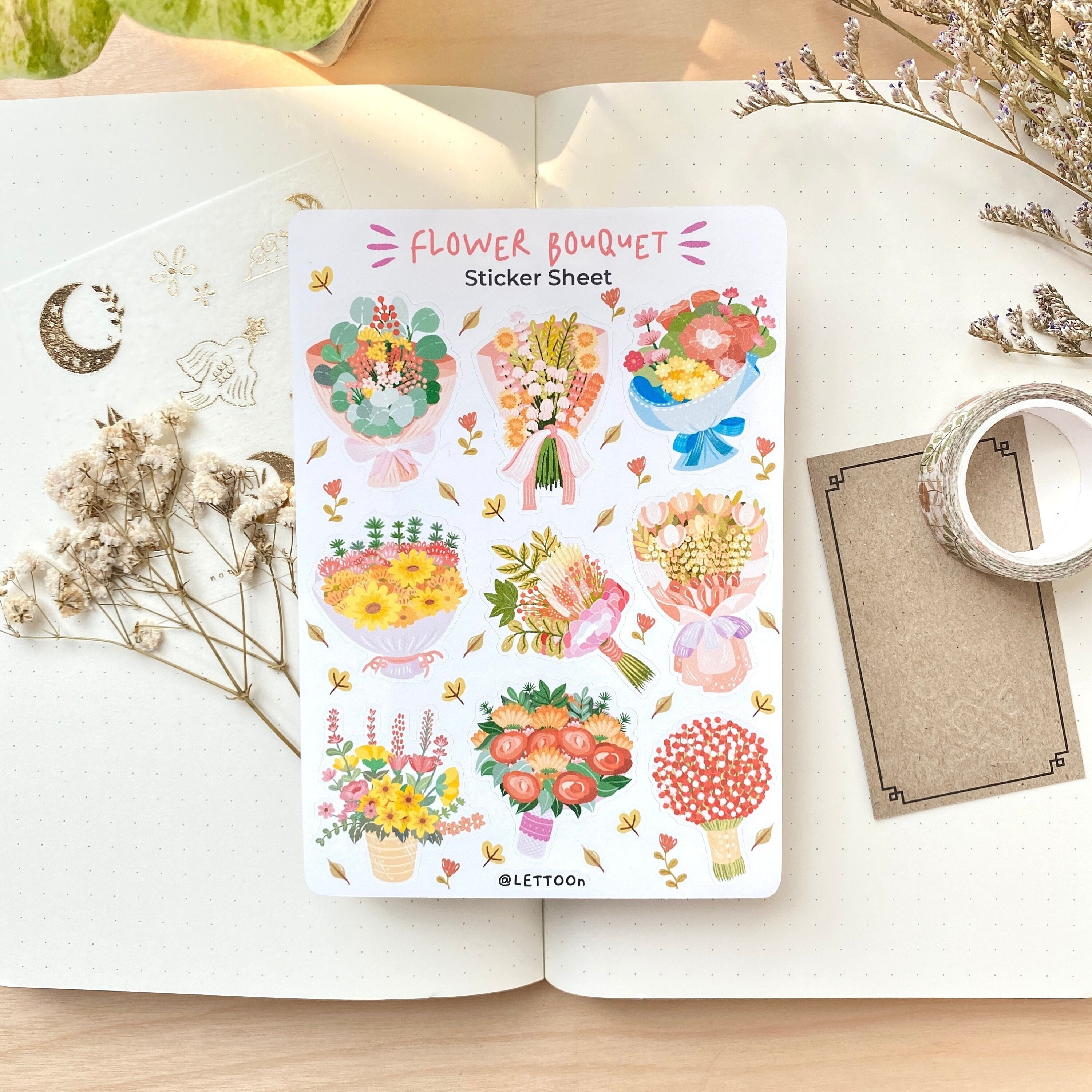 Sticker Sheet Flower Bouquet Bullet Journal Stickers - Etsy