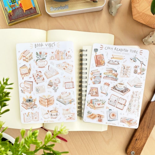 Sticker Sheet - Reading Time | Planner Stickers, Book Bundle Stickers, Bujo Stickers, Created by LETTOOn
